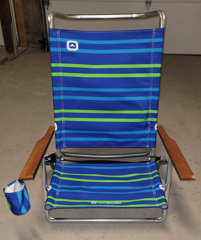 Outbound Striped Beach Chair with Cup Holder