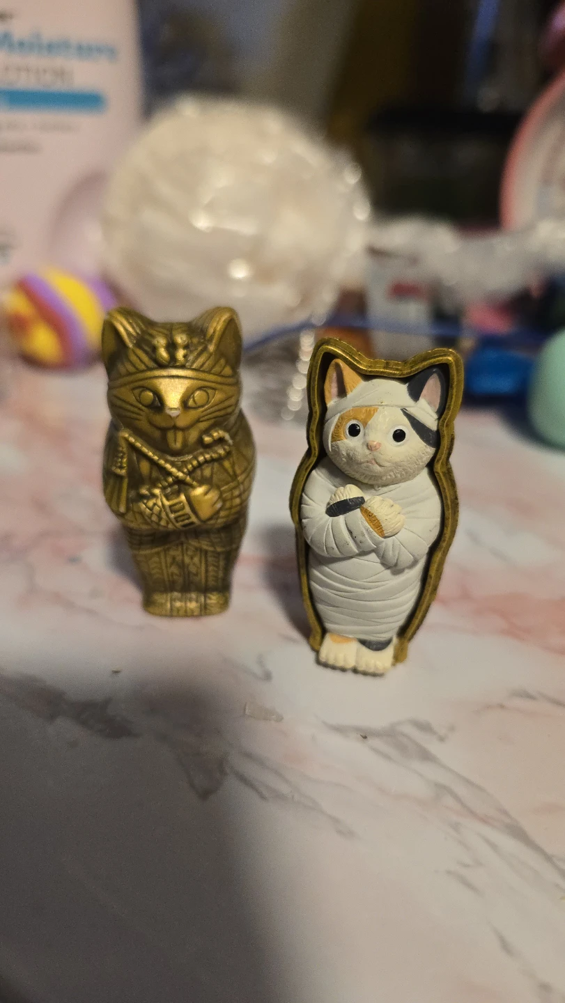 🏆 Rare Egyptian Cat Mummy Figurine Duo 🏆