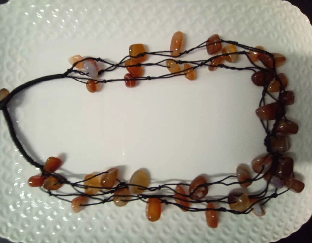 Brown and Orange Gemstone Beaded Necklace - photo 2