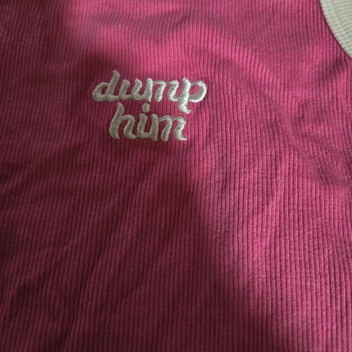 Fashion Nova Pink "dump him" Ribbed Tank Top - photo 2