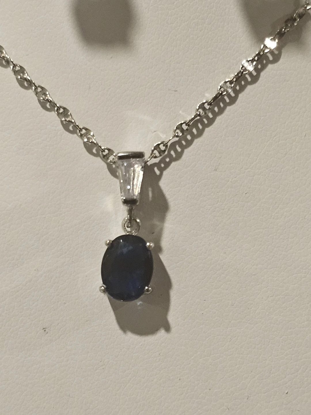 925 Sterling Silver  Necklace and Earring Set with Blue Stone - photo 2