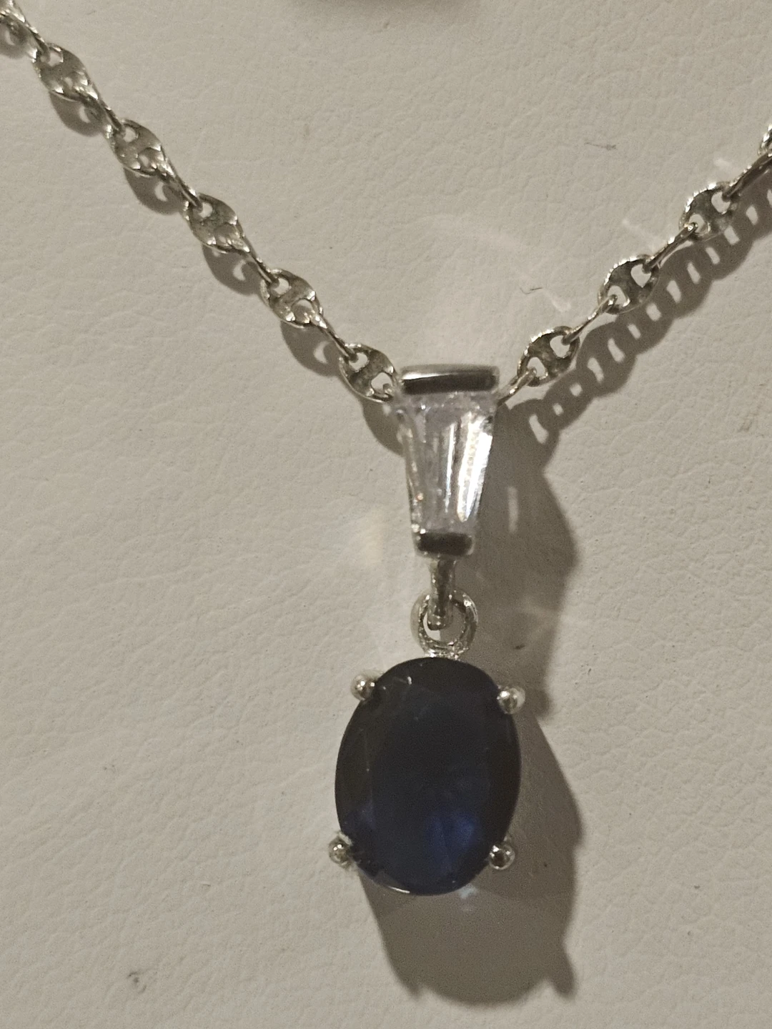 925 Sterling Silver  Necklace and Earring Set with Blue Stone - photo 3