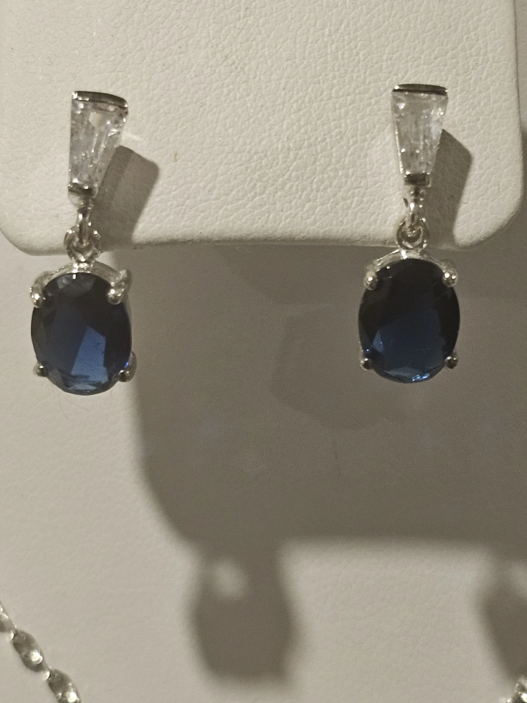 925 Sterling Silver  Necklace and Earring Set with Blue Stone - photo 4