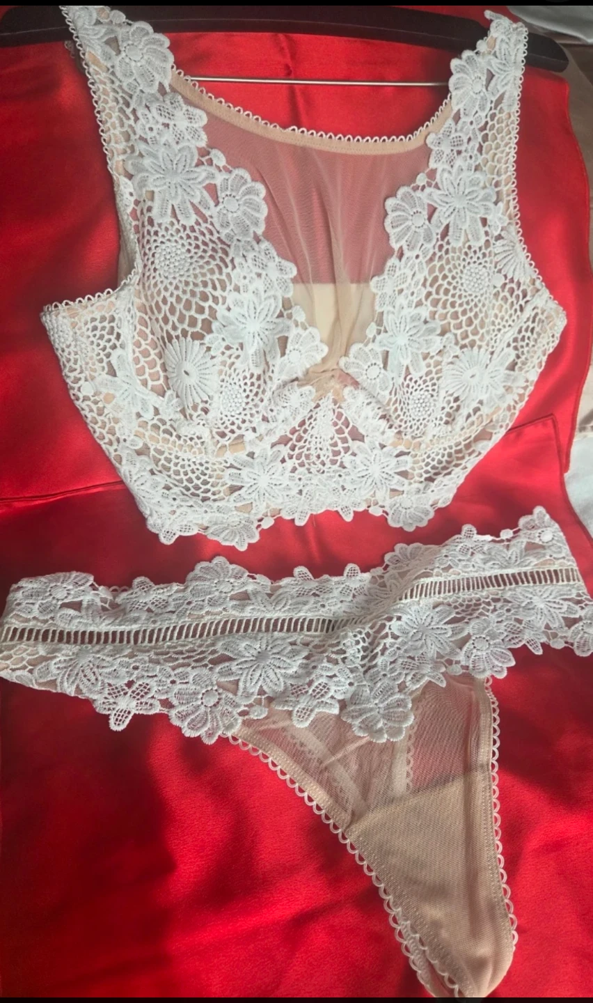 White Lace Bralette and Thong Set - photo 2
