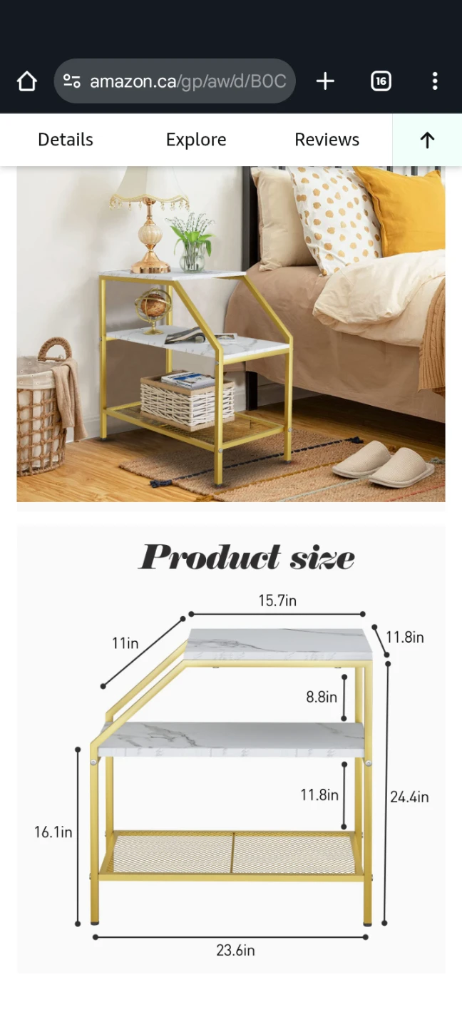 WOLAWU Gold Side Table with Marble Top - photo 5