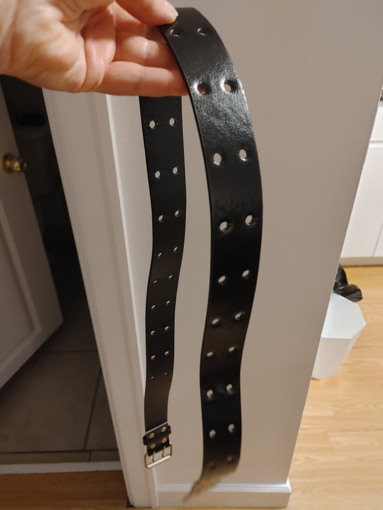 Black Leather Belt with Brass Buckle