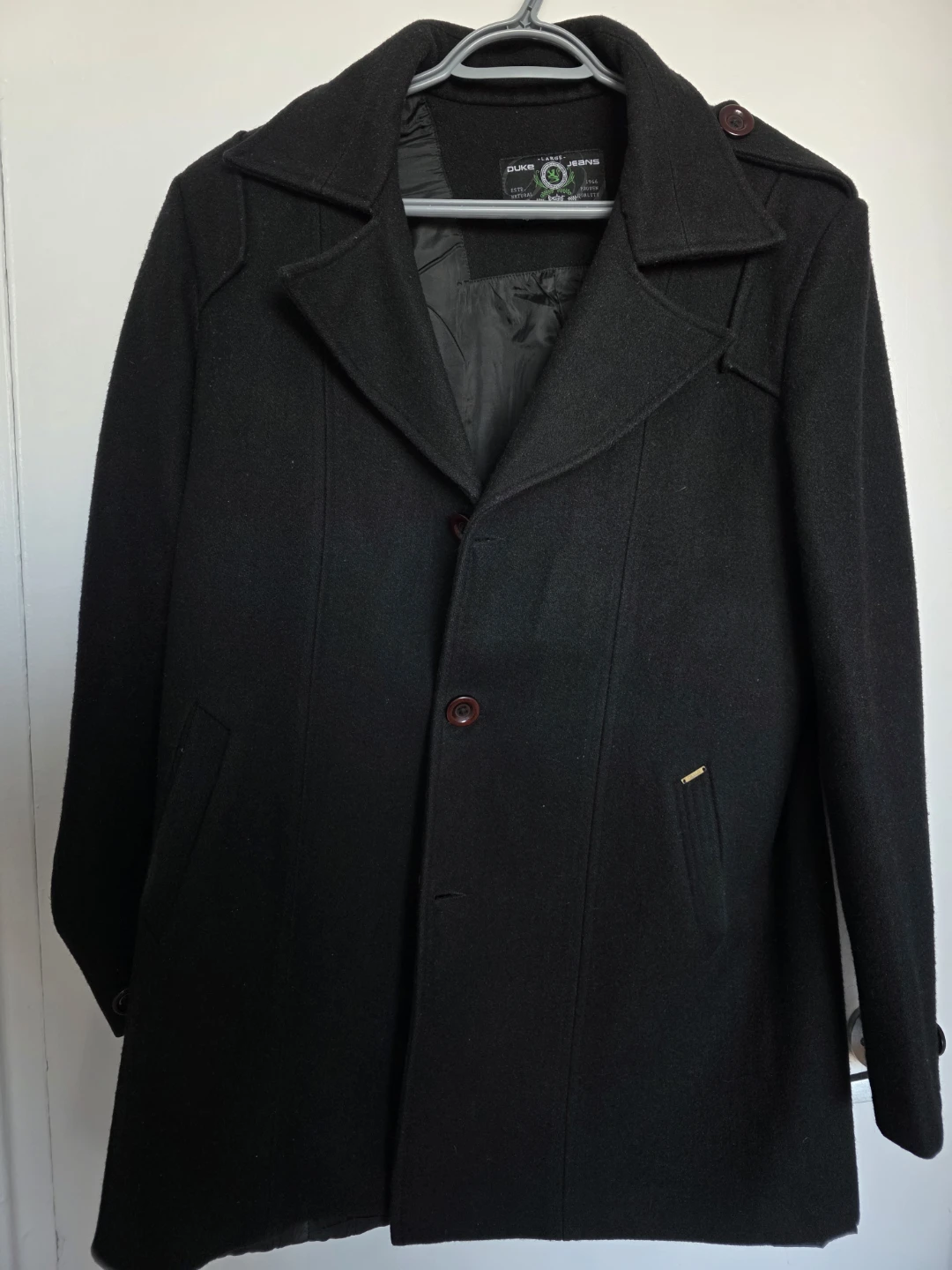 Black Wool Blend Peacoat