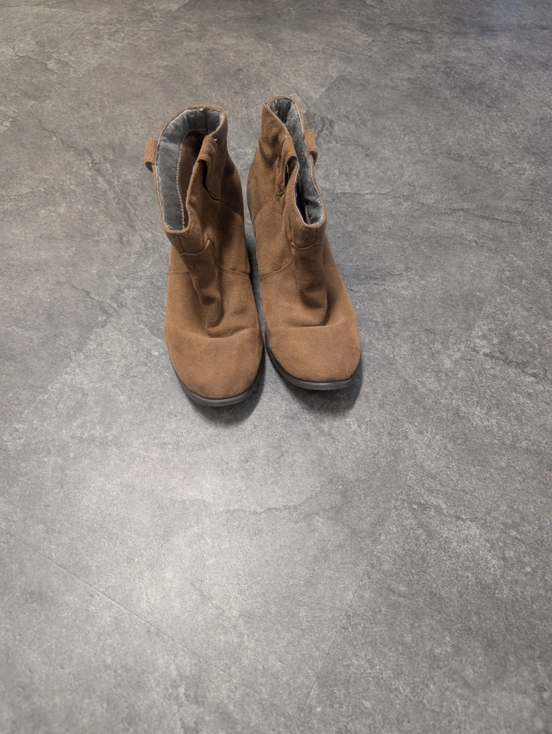 Brown Faux Suede Ankle Boots