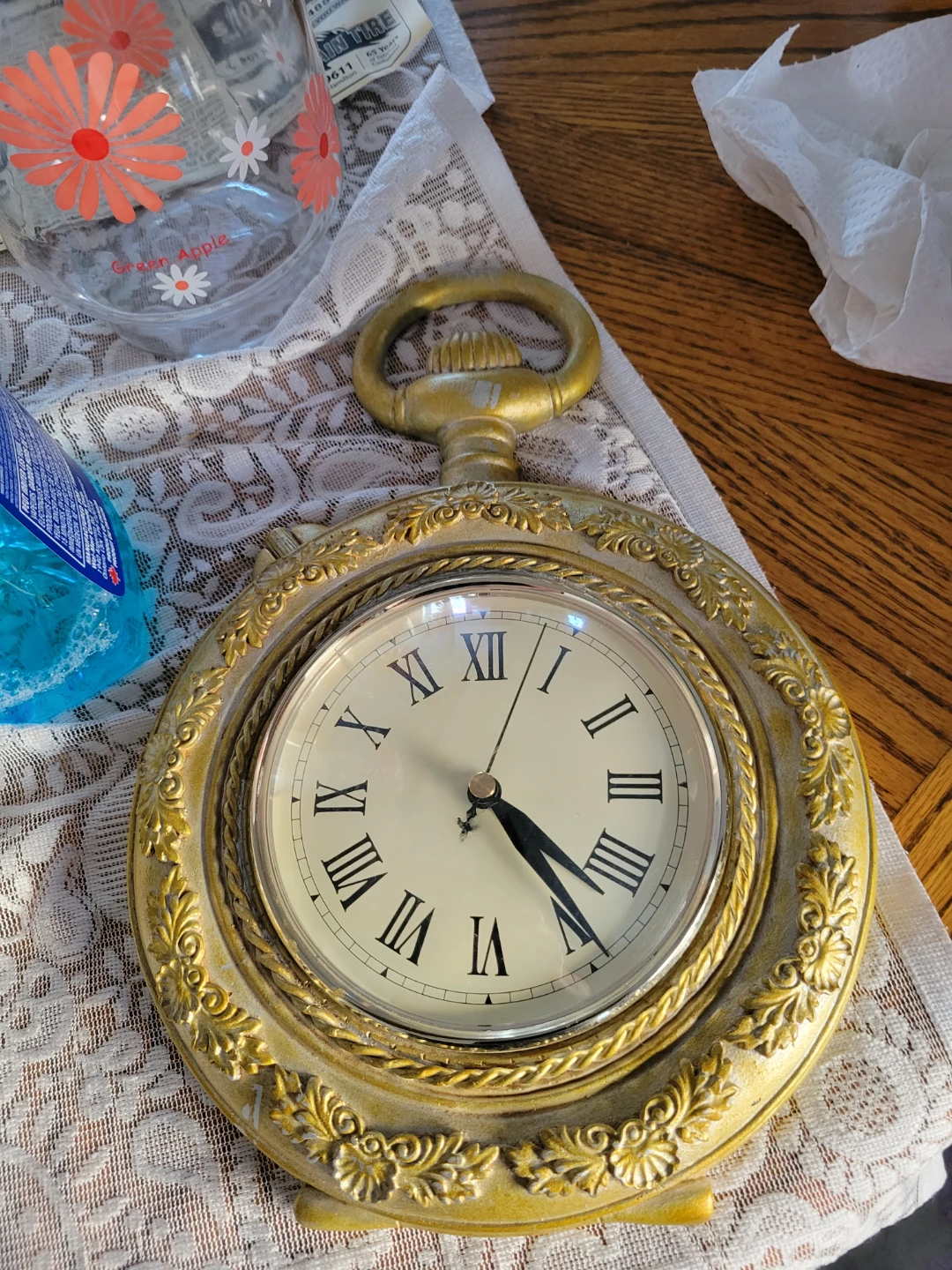 Vintage Style Gold Pocket Watch Wall Clock - photo 4