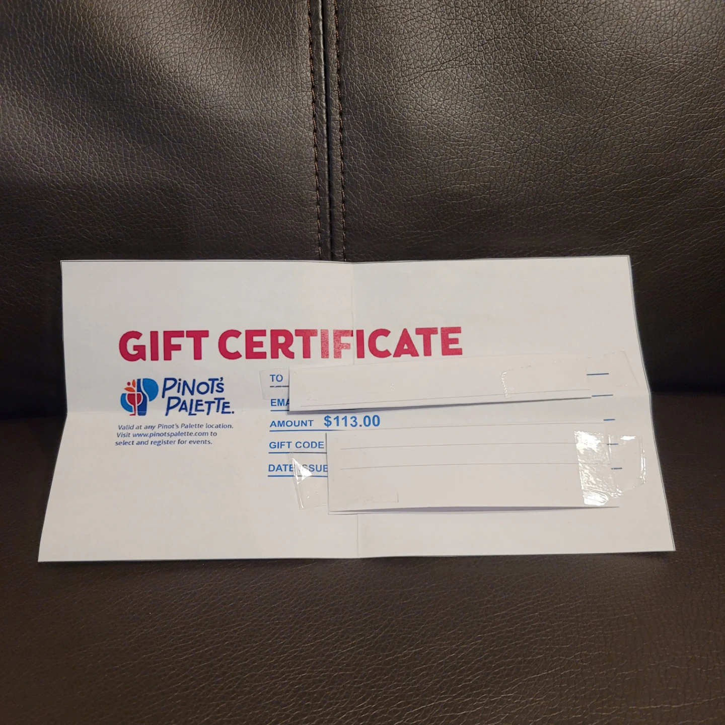 Pinot's Palette $113 Gift Certificate