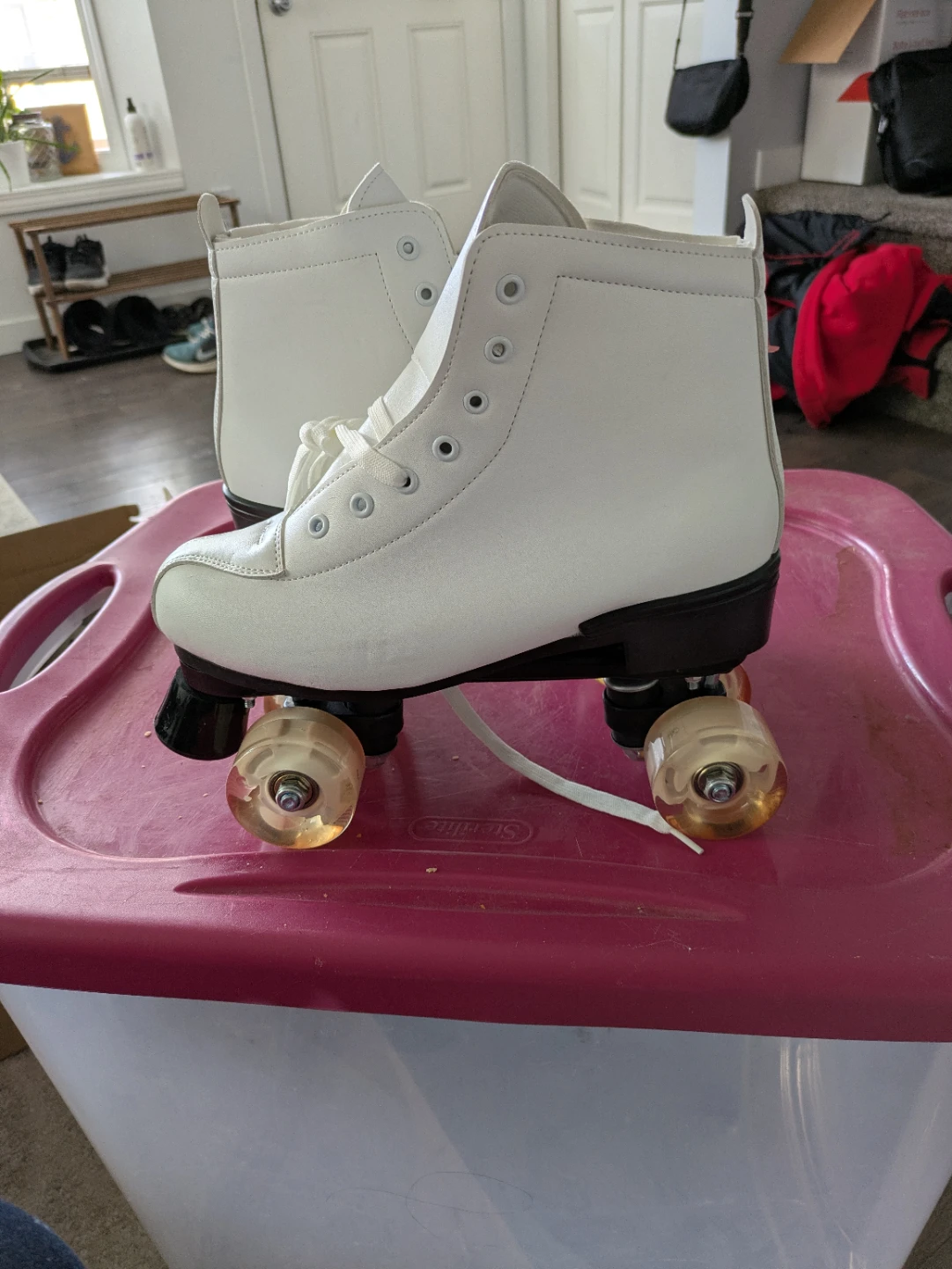 White Roller Skates with light up Clear Wheels - photo 3