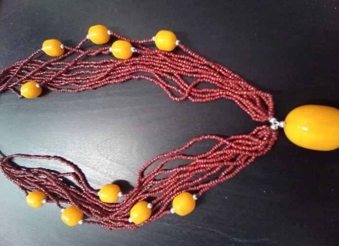 Layered Beaded Necklace with Yellow Accent Beads - photo 4