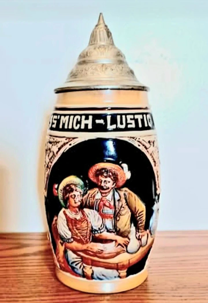 Vtg W. German Hand-painted King Beer Stein