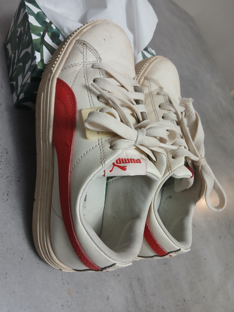 Puma White and Red Sneakers - Women's Size 5 (US) / 38 (EU)