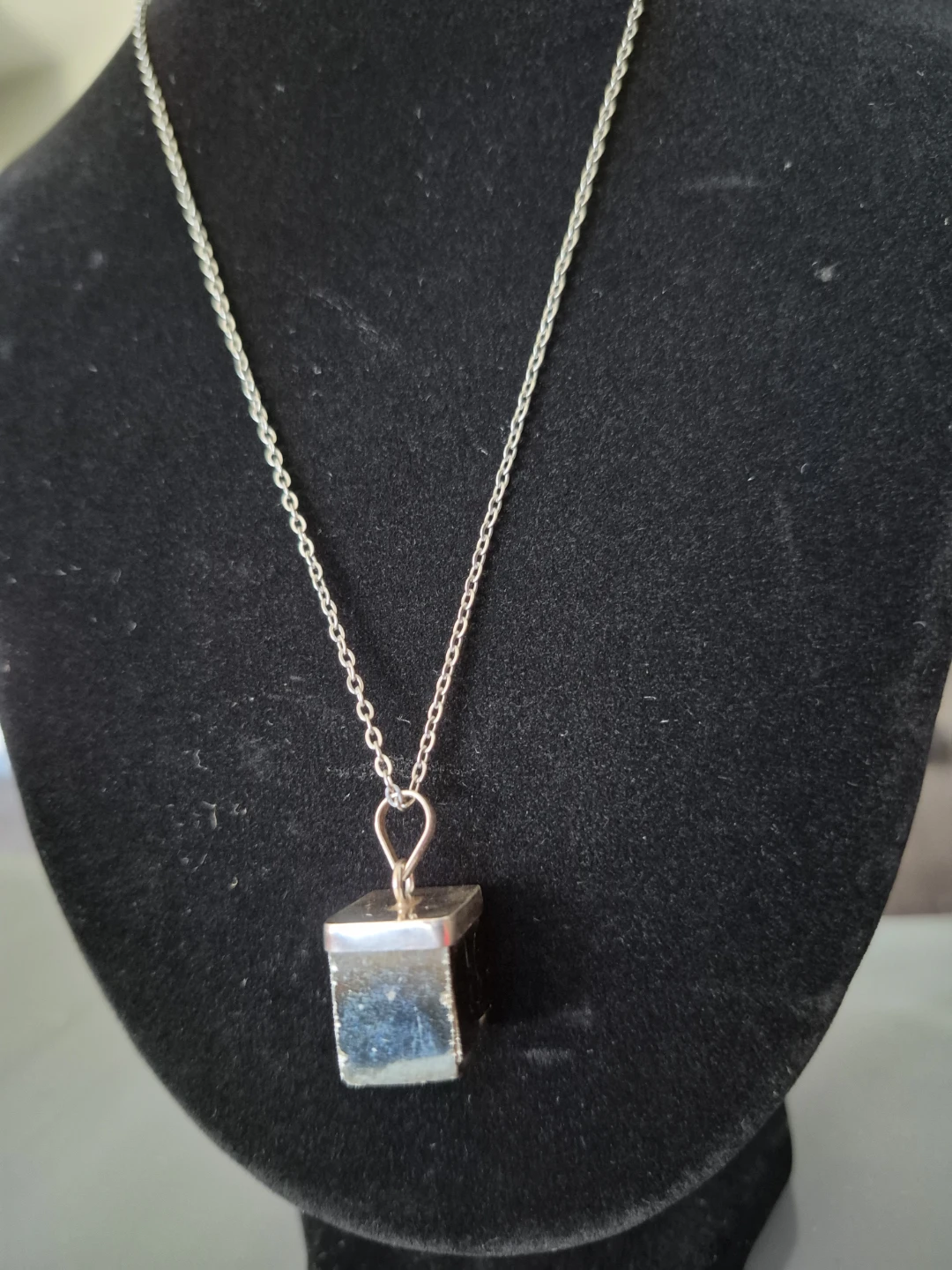 Pyrite Cube Pendant Necklace - photo 2