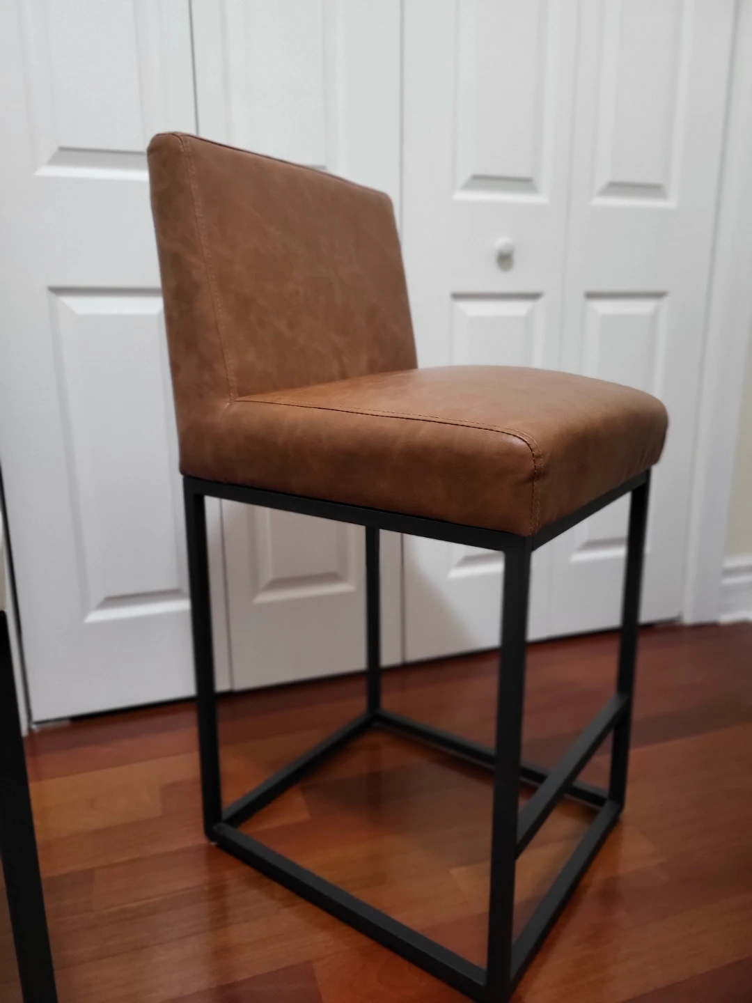 Brown Faux Leather Counter Height Chair (Set of 2) - photo 4