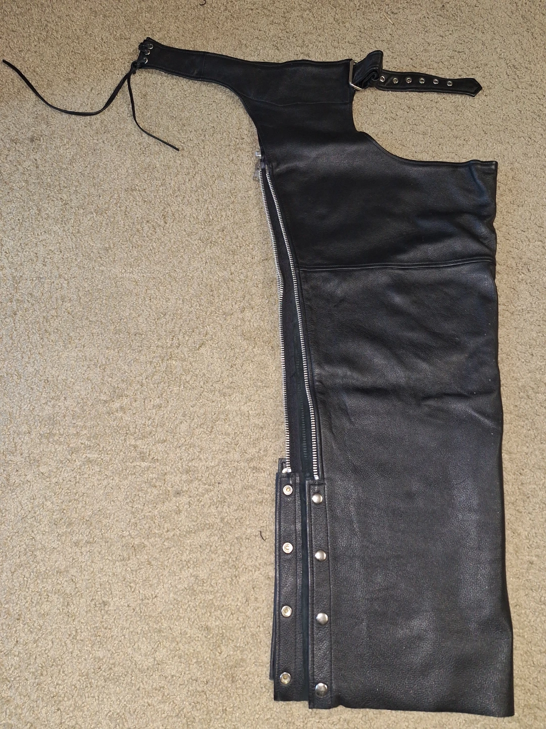 Black Leather Motorcycle Chaps