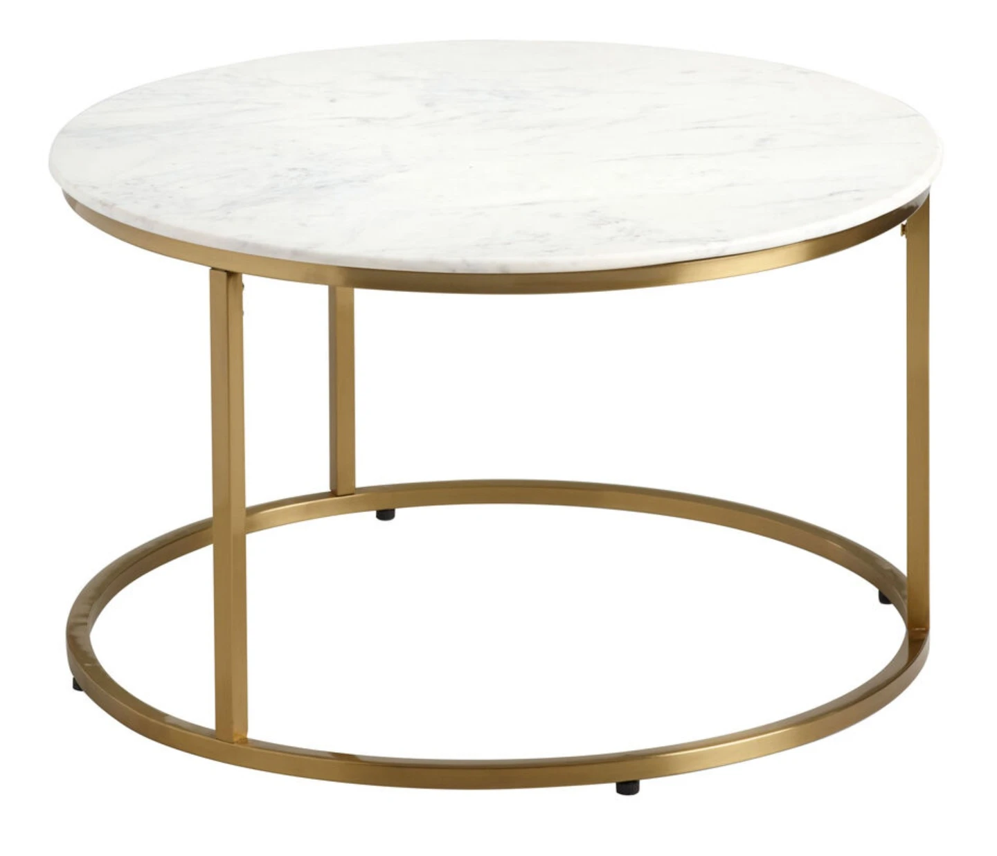 Round Marble Top Coffee Table with Gold Base