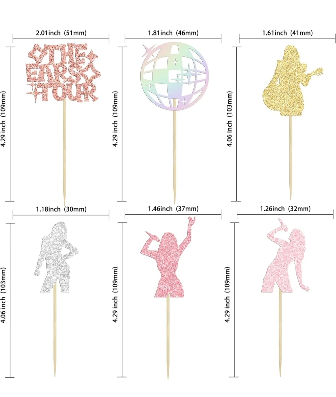 24 PCS Era-Inspired Taylor Birthday Cupcake Toppers...New - photo 3