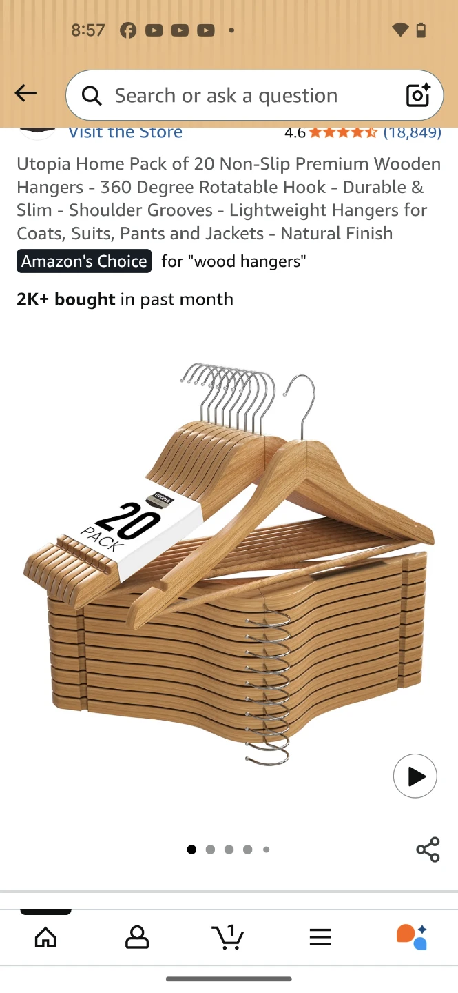 Utopia Home 20-Pack Non-Slip Wooden Hangers - photo 3