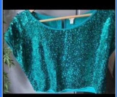 Teal Sequin Blouse - Size L