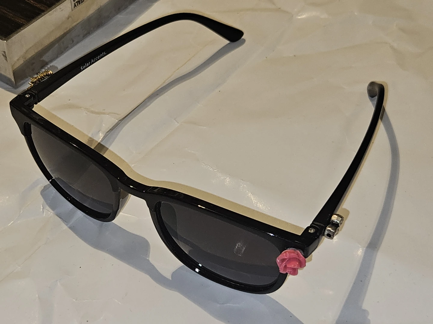Solar Accents Black Sunglasses with Rose and Gem Embellishments - photo 4