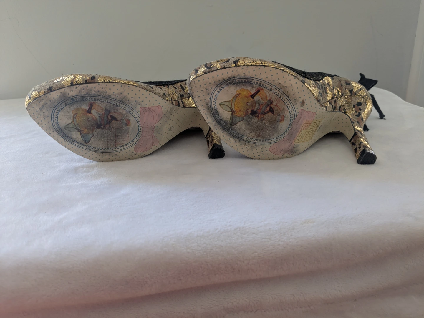 Irregular Choice Gold Leopard Print High Heel Pumps