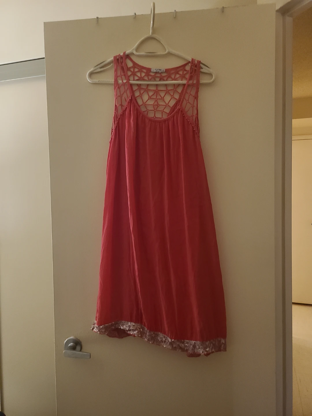 Women's Pink silk dress with Lace Detail