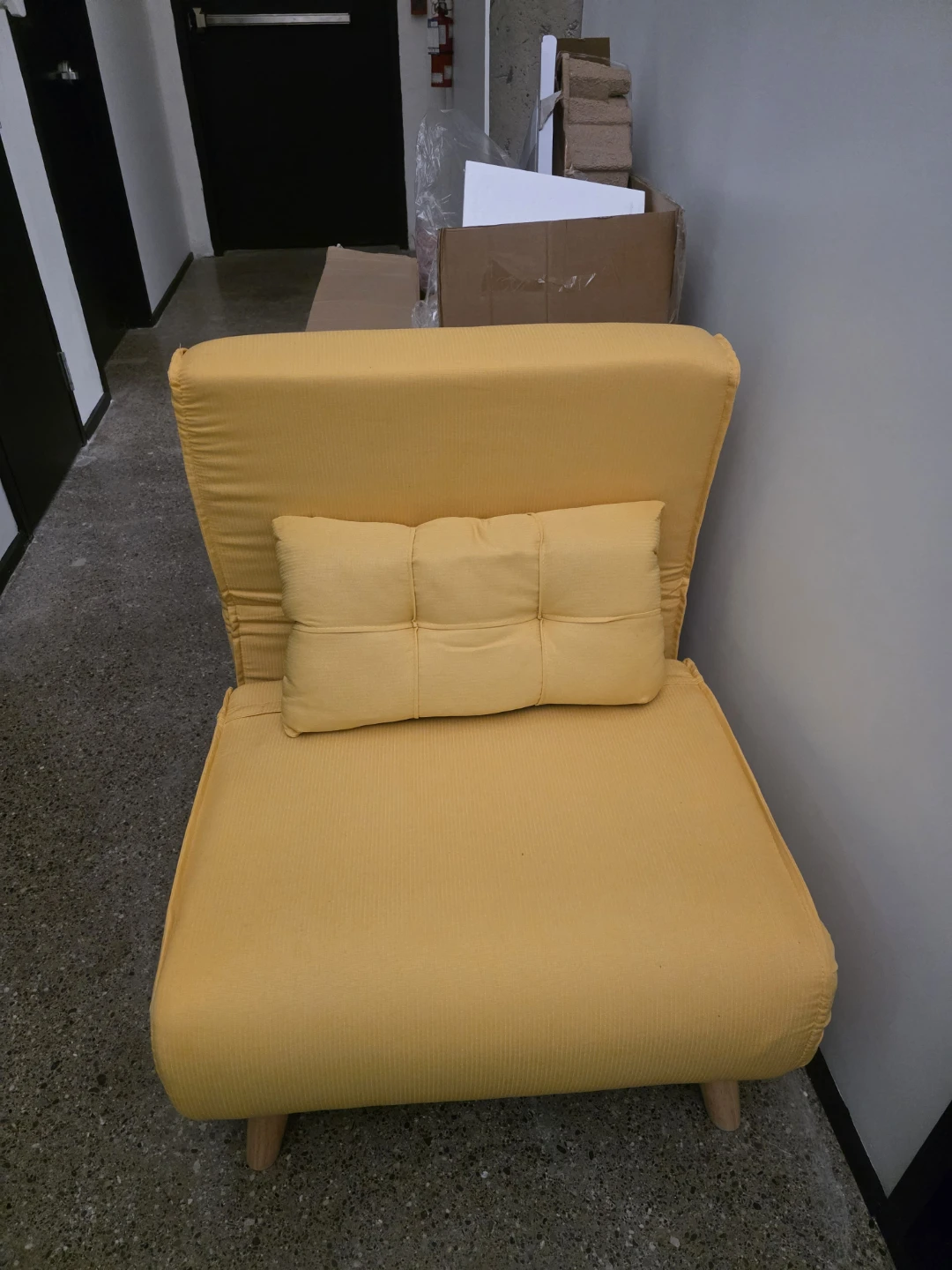 Yellow Convertible Chair Bed with Pillow