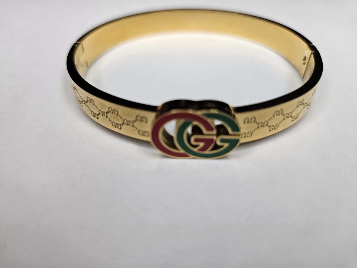 Gold Tone Gucci GG Logo Bangle Bracelet