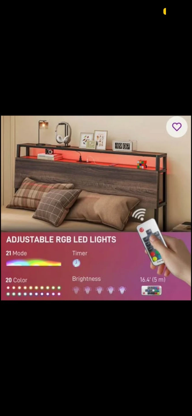 Queen Bed Frame with Headboard and Charging Station - photo 3