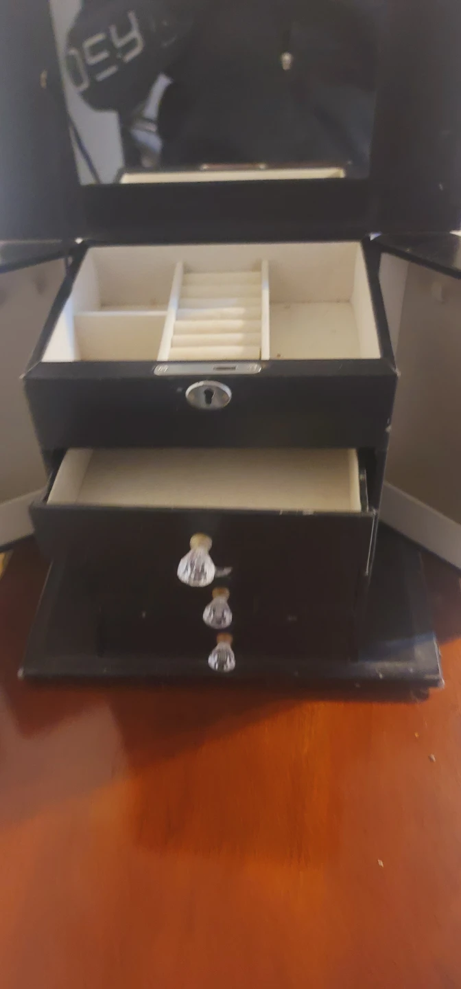 Black Jewelry Box Organizer with Drawers and Compartments - photo 5