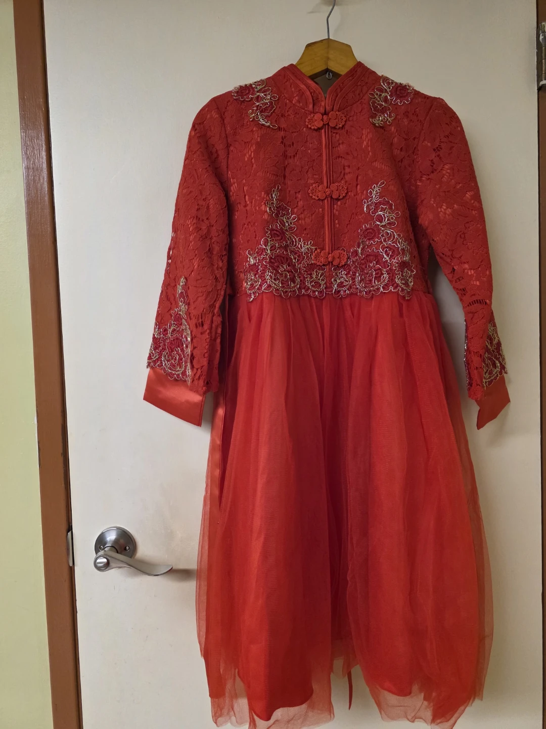 Kids Chinese Style Dress Lace Tulle for about 12 years old