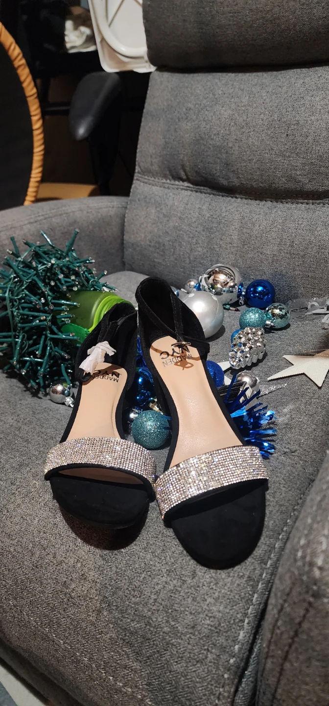 Madden NYC Black Sparkle Block Heel Sandals - photo 4