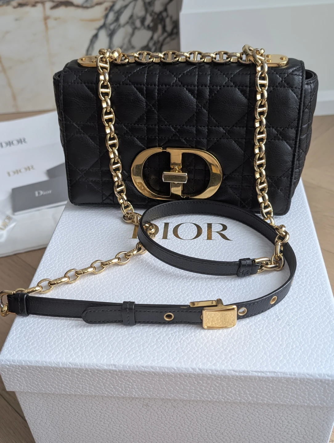Black Dior Caro Bag -size small