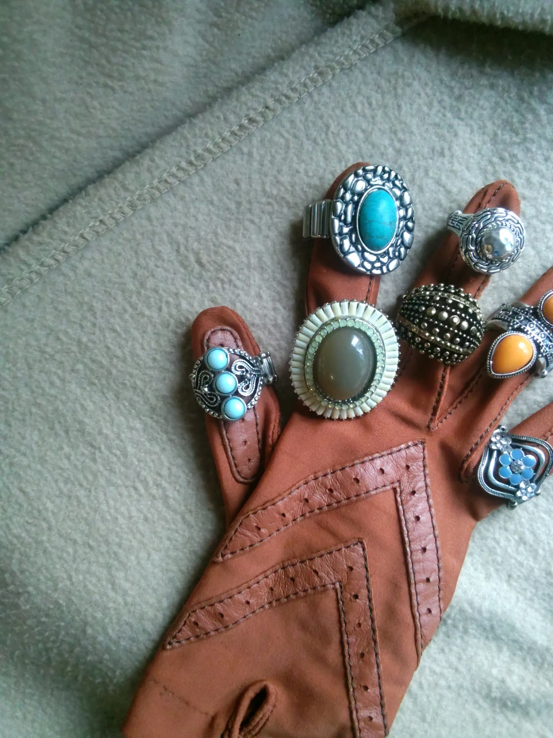 Assorted Silver Tone Rings with Stones - photo 2