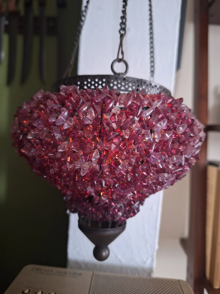 Hanging Lantern with Red Mosaic Glass - photo 4