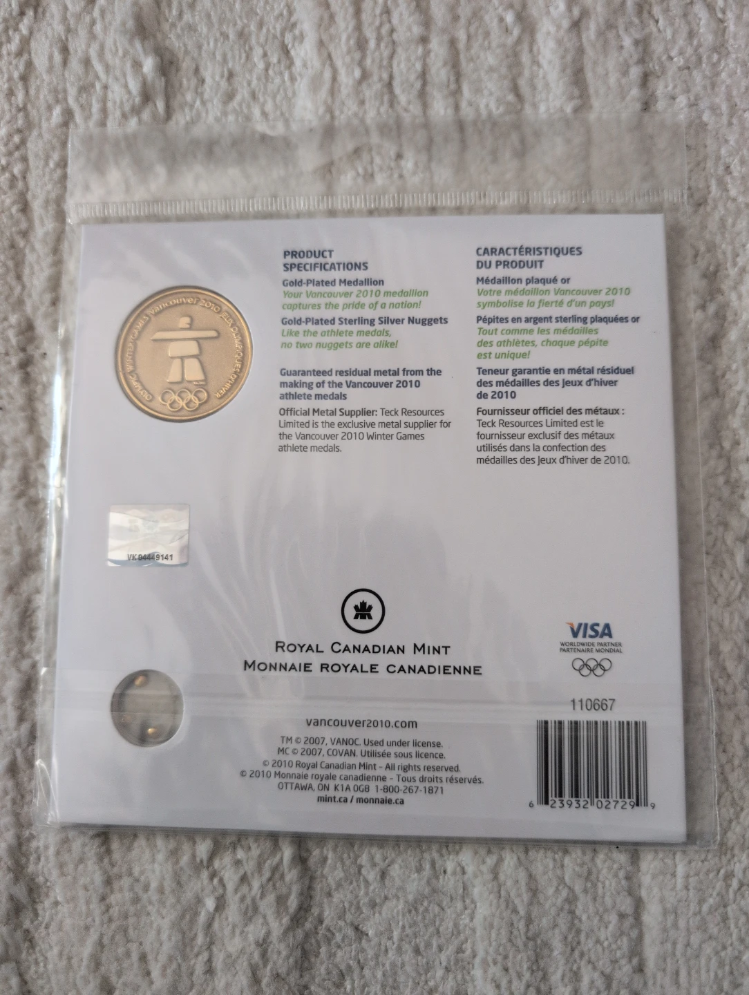 Vancouver 2010 Winter Olympics Commemorative Medallion - photo 2