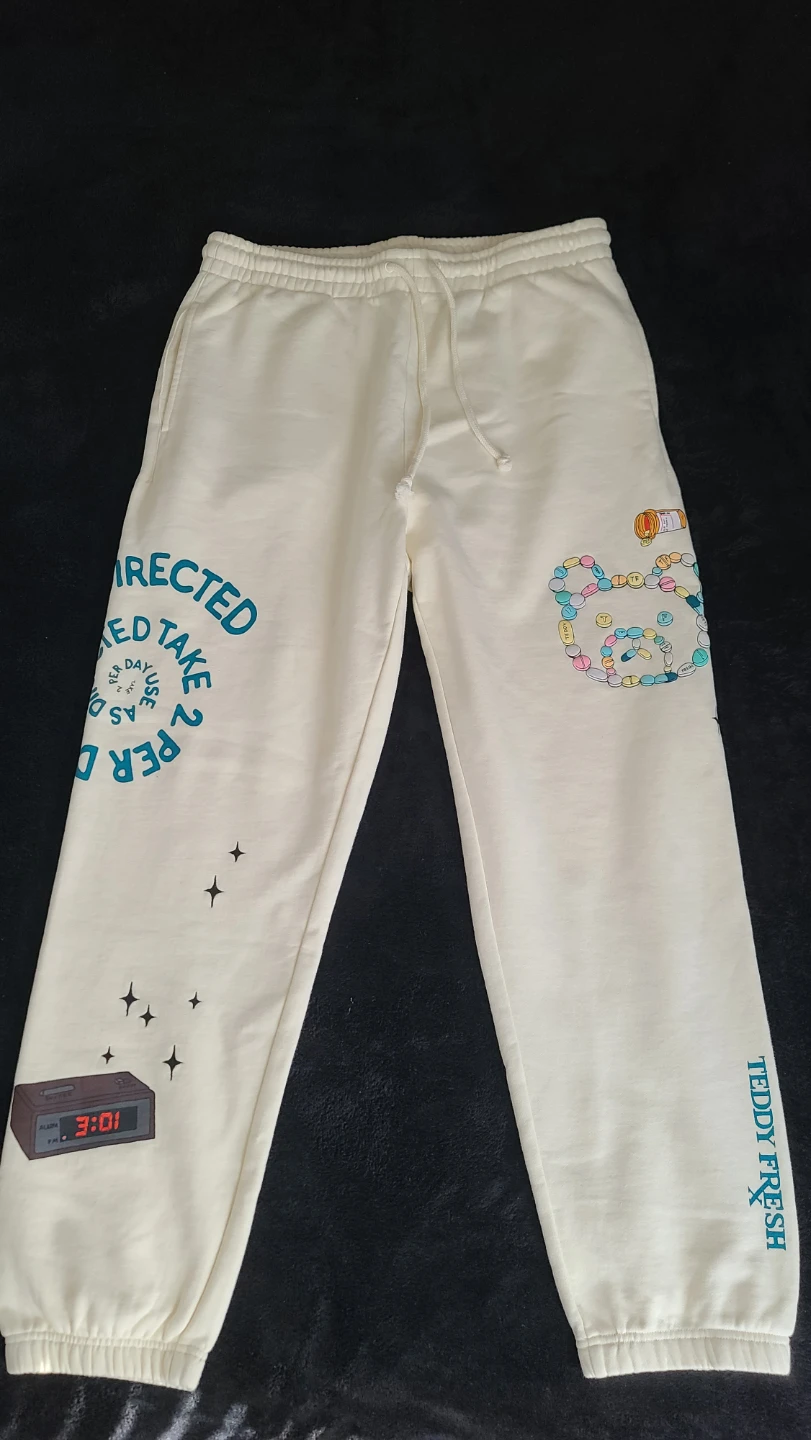 Rare Teddy Fresh RX "Pill" Sweatpants - Ivory - Size Large 🏆