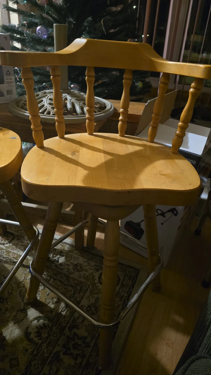 Pair of Wooden Bar Stools with Backrest