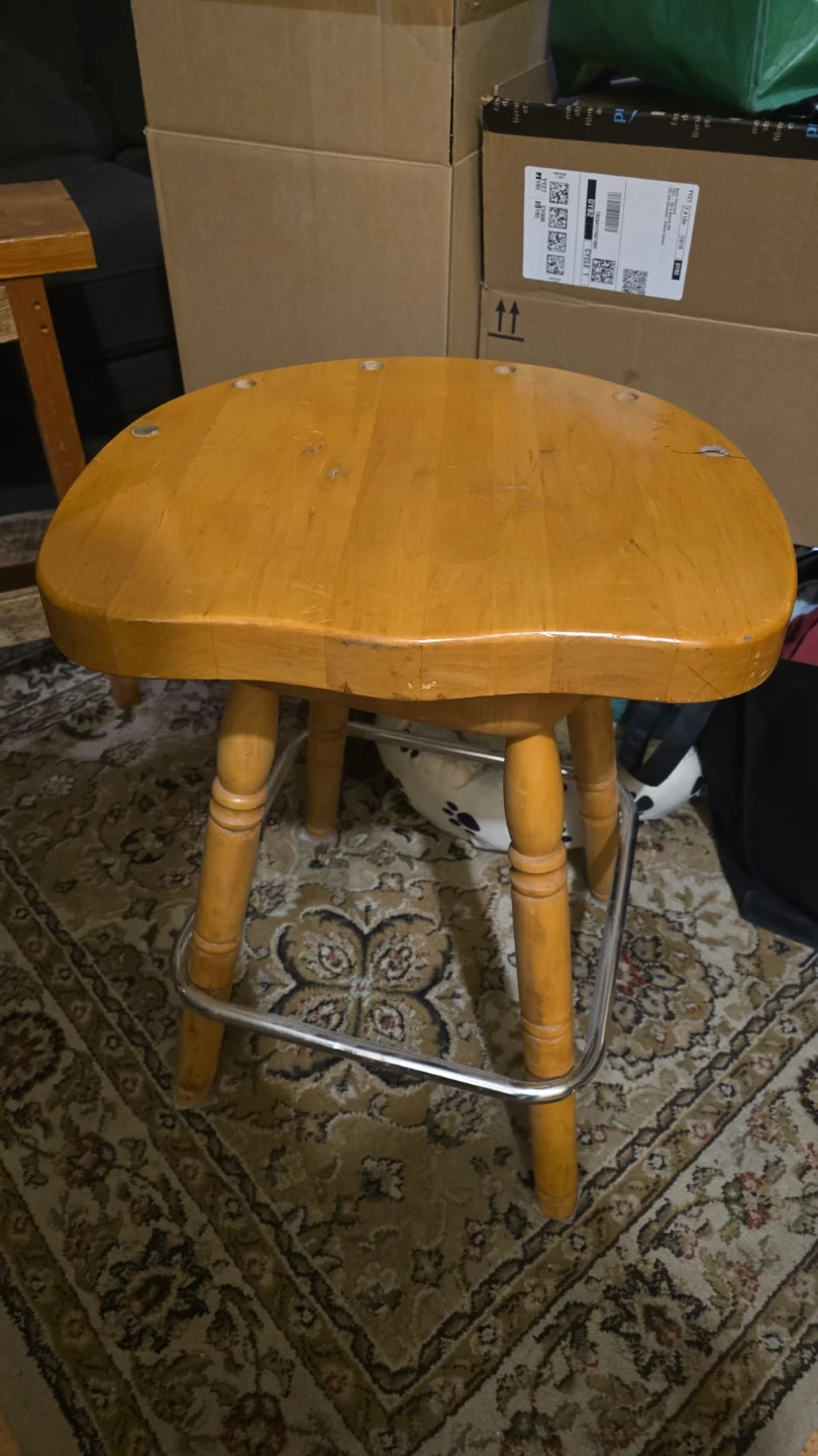 Pair of Wooden Bar Stools with Backrest - photo 2