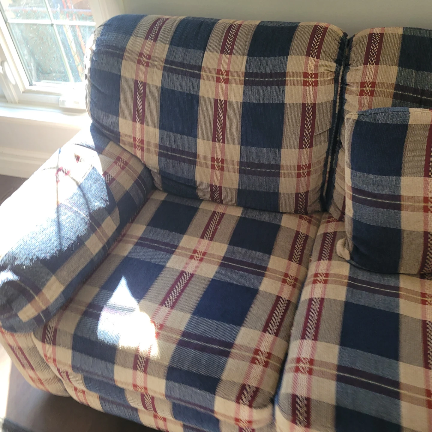Tartan Sectional Couch with Ottoman