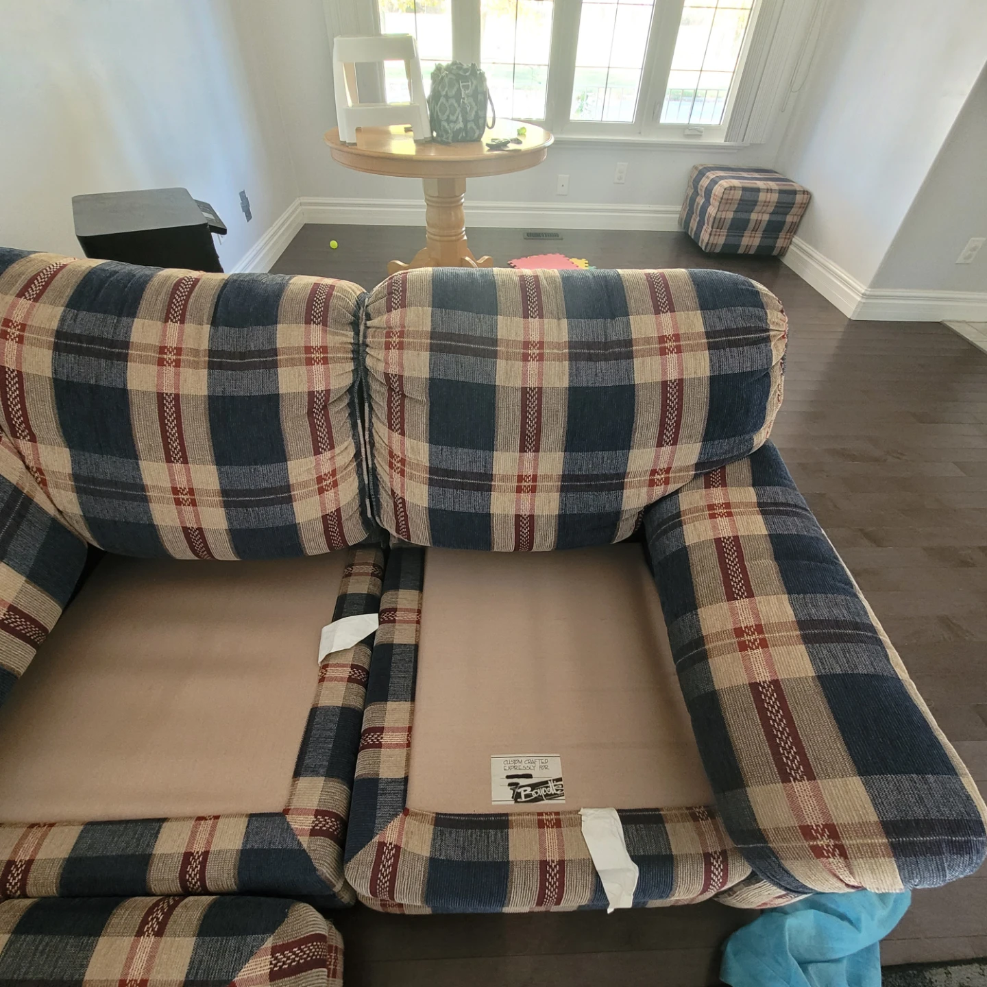 Tartan Sectional Couch with Ottoman - photo 5