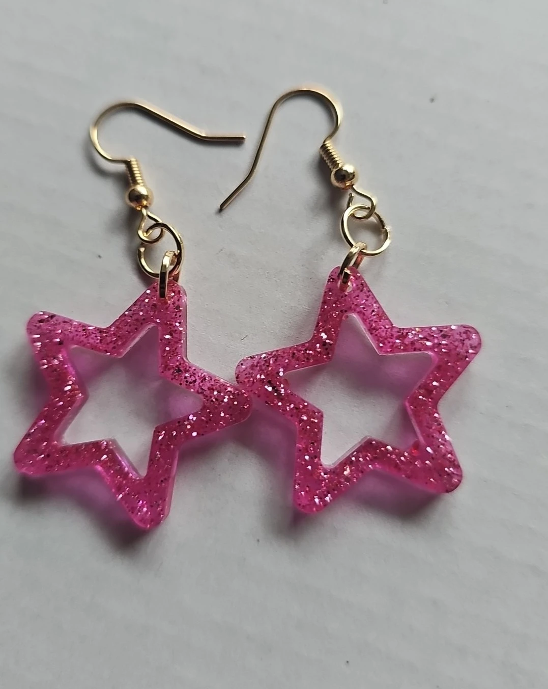 Pink Glitter Star Earrings