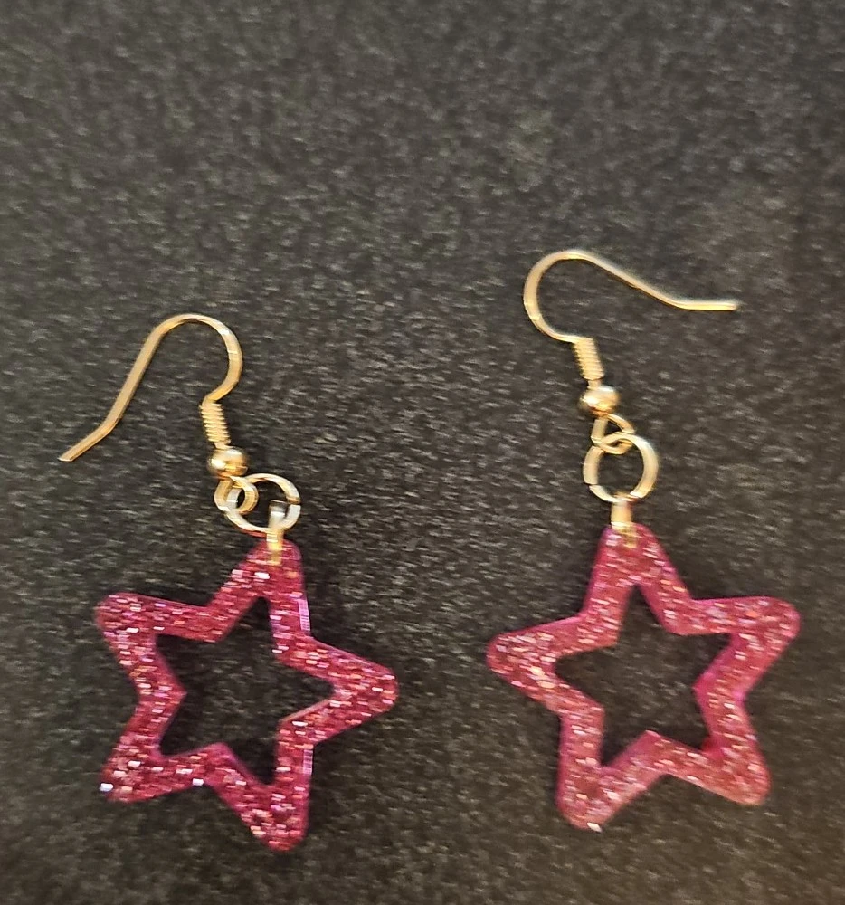 Pink Glitter Star Earrings - photo 2