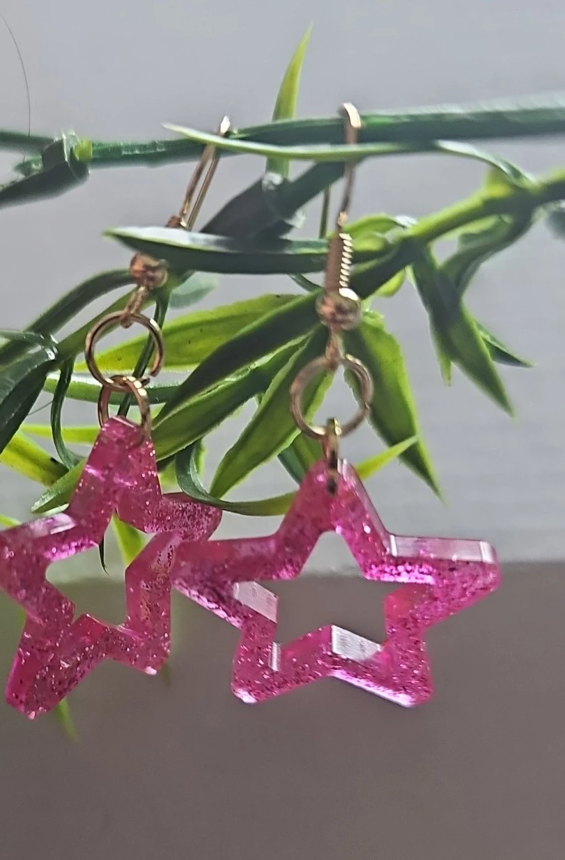 Pink Glitter Star Earrings - photo 3