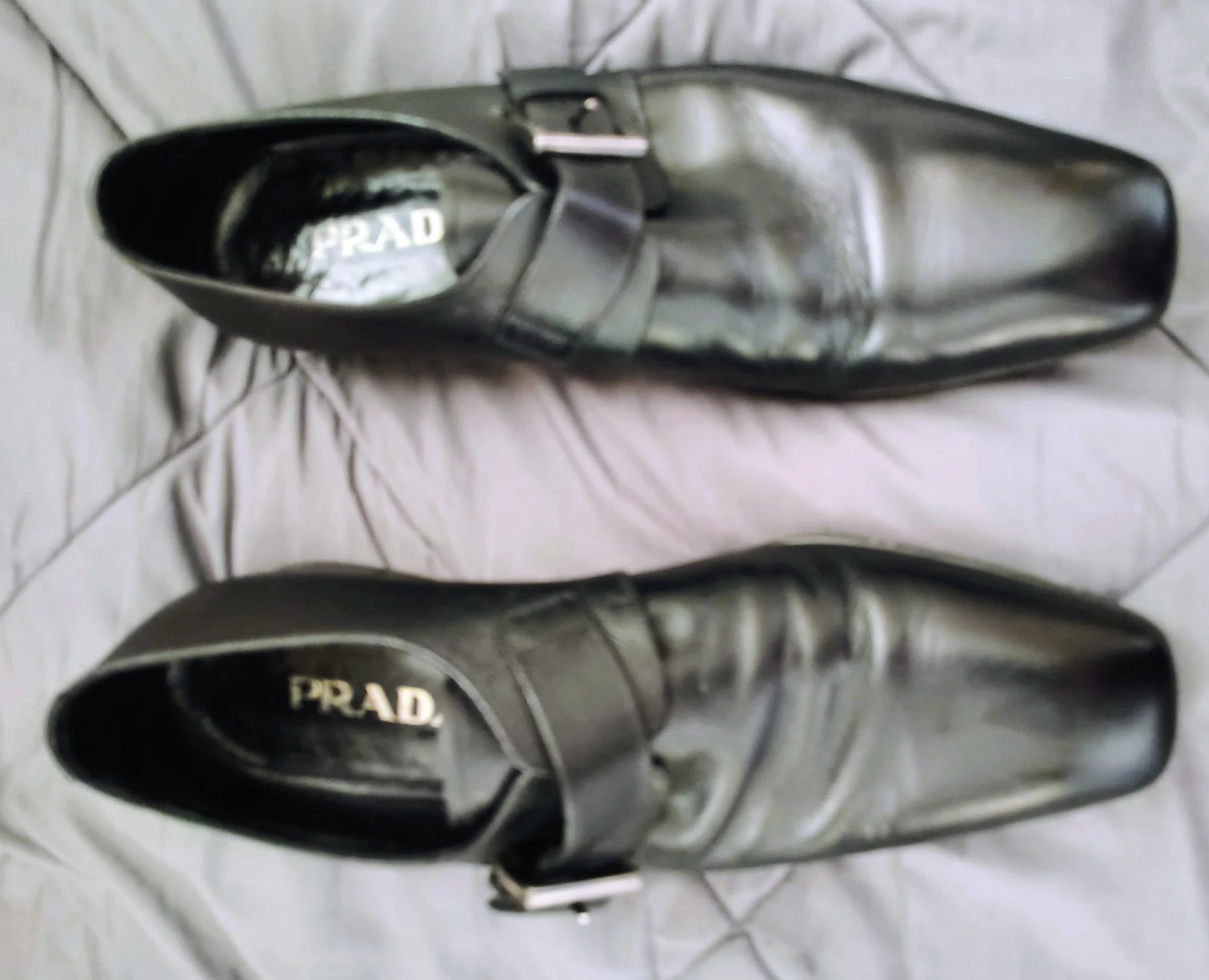 PRADA Black Leather Monk Strap Dress Shoes - photo 2