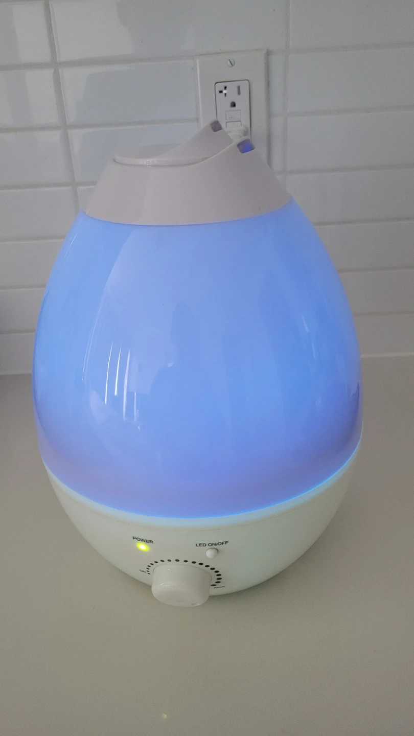 White and Blue Egg-Shaped Humidifier with LED Light - photo 5
