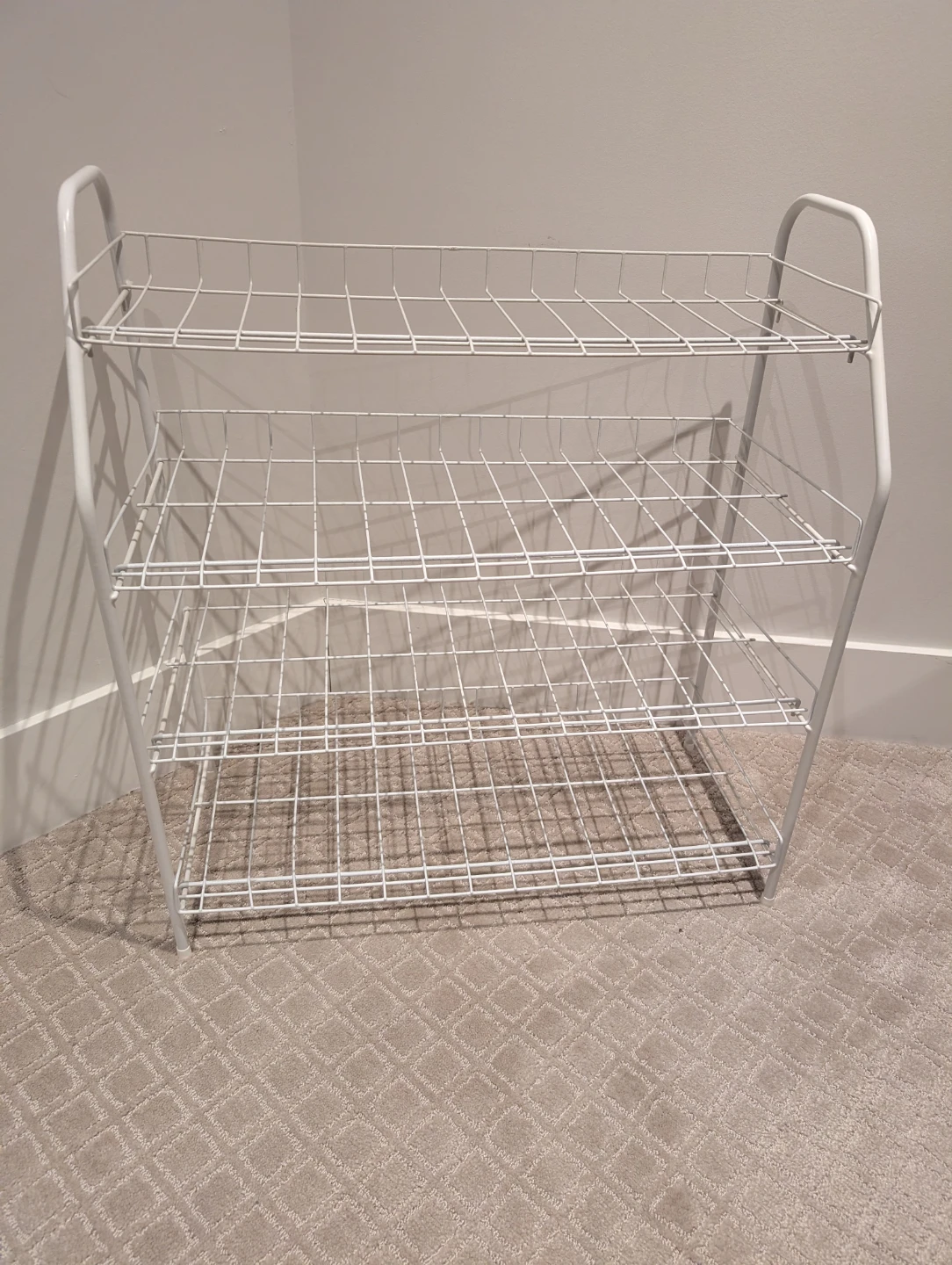 White 3-Tier Wire Shoe Rack