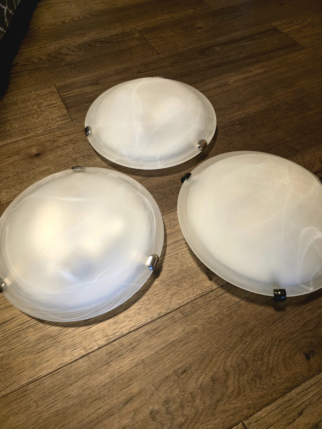 Set of 3 Frosted Swirl Flush Mount Ceiling Lights